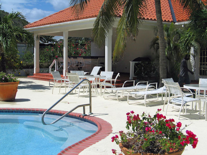 Pool house on the grounds of the Leeward Cove Second Floor 2 Bedroom / 2 Bathroom condo for sale, St. Kitts 