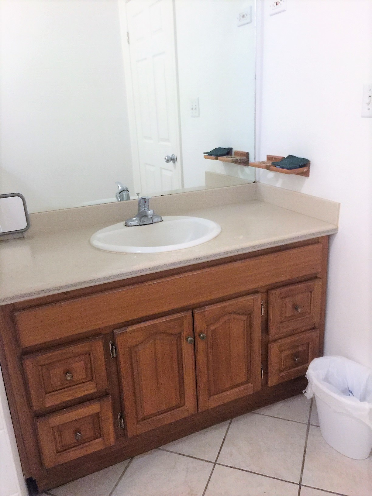 Bathroom vanity in the Golf View Spacious 1 Bed-1 Bath Condo Student Rentals St. Kitts