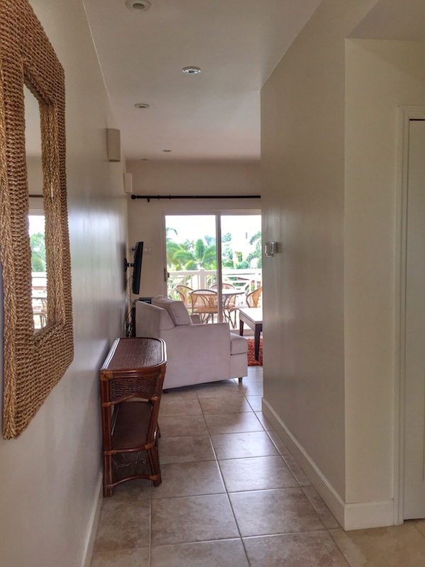 Entrance hallway in the Silver Reef 1 bedroom condominium for sale, St. Kitts - Economic Citizenship Approved