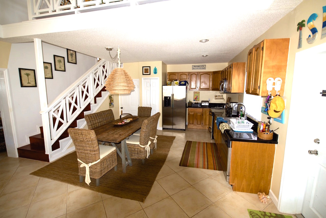 Large kitchen and dining area in the Seaside Breeze condo for sale St. Kitts