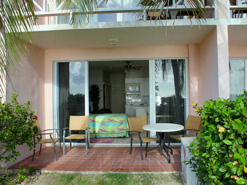 Patio for one of the Horizon's Studio Apartments for Rent St. Kitts