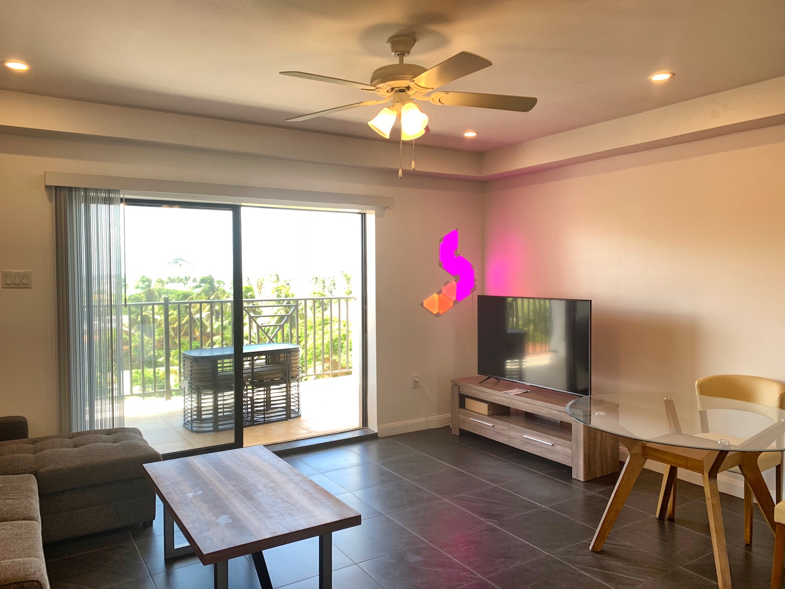 Penthouse living room in the  St. Christopher Club Gardens 1 BED-1 BATH Student Rentals